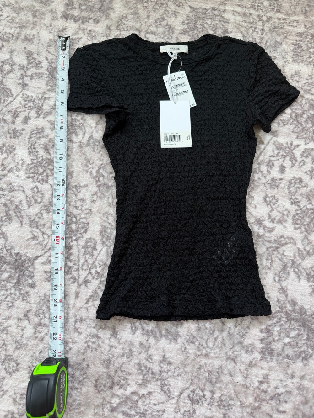 NWT Frame Noir Lace Mesh Baby Tee Women’s XS Black